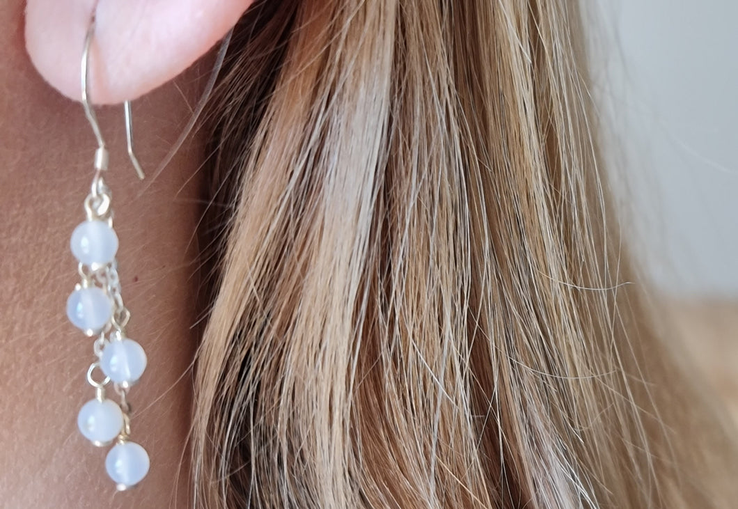 Dahlia White Sterling Silver Earrings